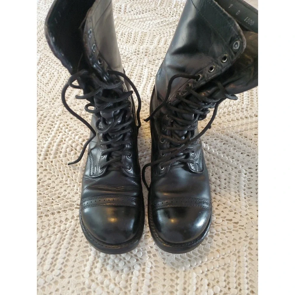 Vtg Corcoran 1500 Jump Boots 9 D black combat military made‎ in USA cap toe